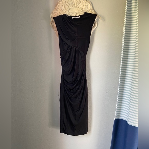 T Alexander Wang Ruched Pique Body Con Sleeveless Dress Black XS - Picture 4 of 11